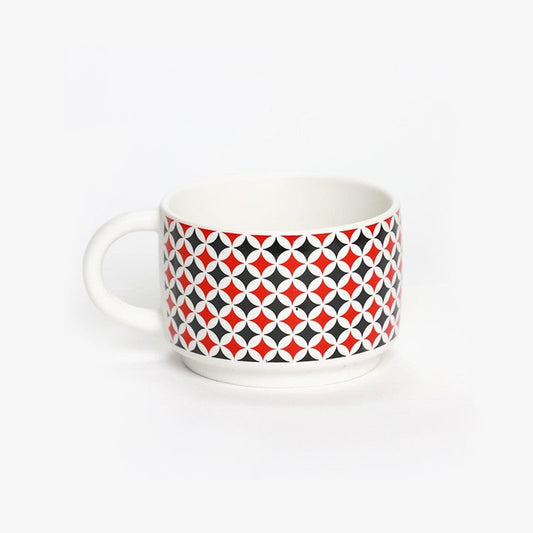 CHOPE - MUG CÉRAMIQUE BLANC MOTIF DIAMOND ROUGE ET NOIR -225ML-