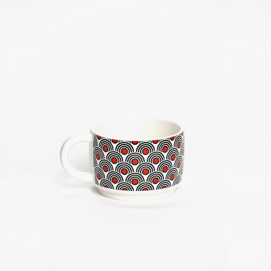CHOPE - MUG CÉRAMIQUE BLANC MOTIF ROUGE ET NOIR -225ML-