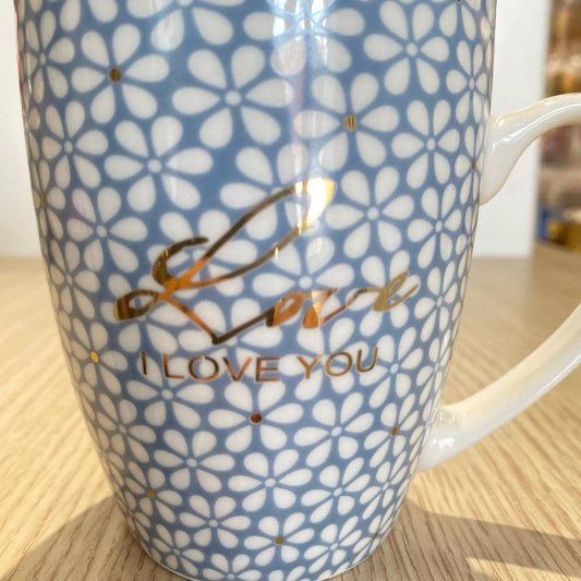 CHOPE - MUG CÉRAMIQUE DESIGN FLEURS DECORÈ EN DORÈ -350ML-