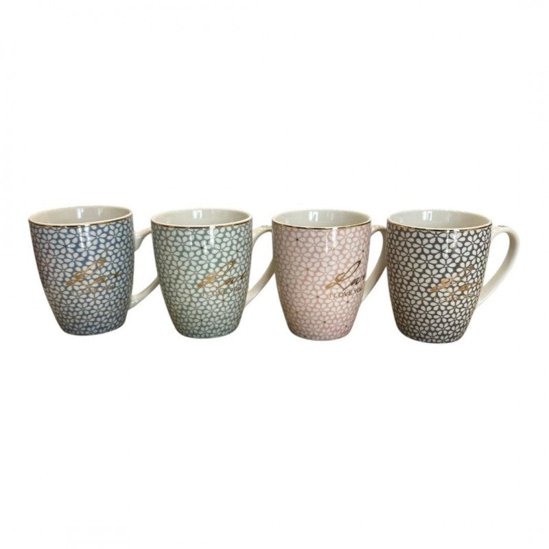 CHOPE - MUG CÉRAMIQUE DESIGN FLEURS DECORÈ EN DORÈ -350ML-