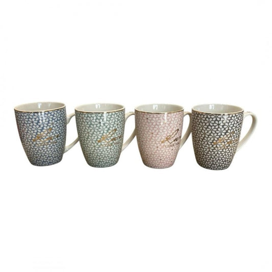 CHOPE - MUG CÉRAMIQUE DESIGN FLEURS DECORÈ EN DORÈ -350ML-