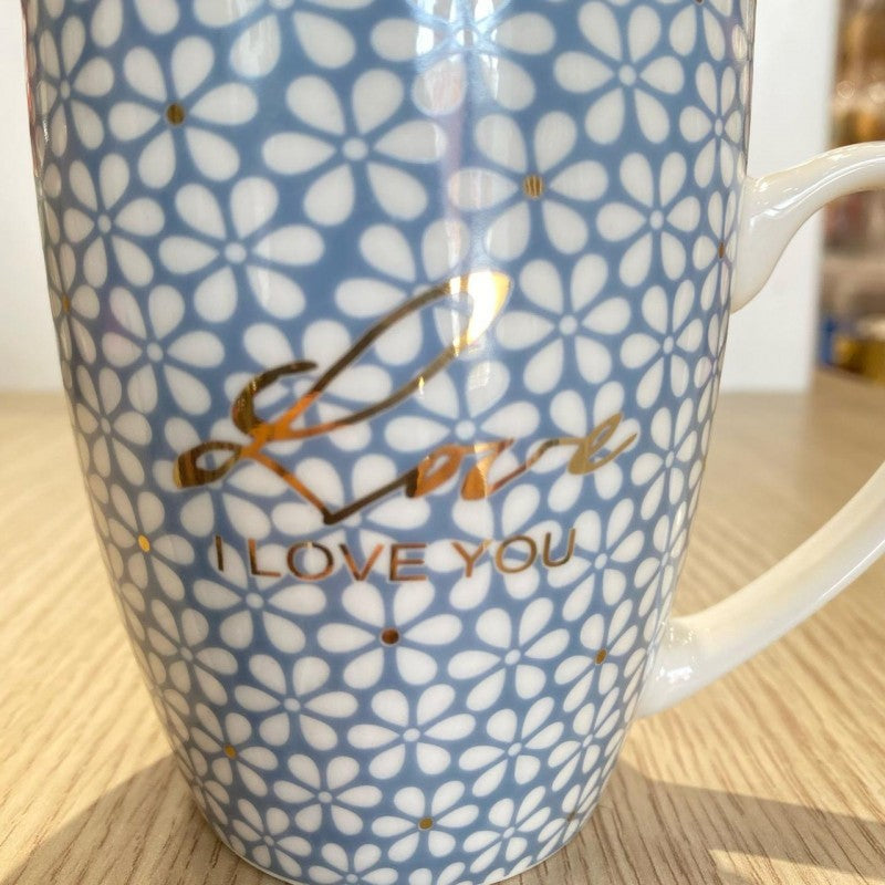 CHOPE - MUG CÉRAMIQUE DESIGN FLEURS DECORÈ EN DORÈ -350ML-