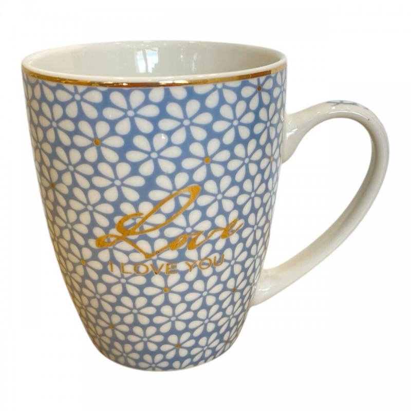 CHOPE - MUG CÉRAMIQUE DESIGN FLEURS DECORÈ EN DORÈ -350ML-