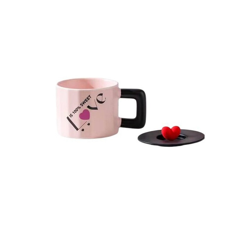 CHOPE - MUG EN VERRE AVEC COUVERCLE EN SILICONE A MOTIF LOVE -450ML-