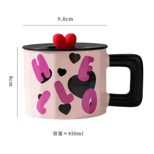 CHOPE - MUG EN VERRE AVEC COUVERCLE EN SILICONE A MOTIF LOVE -450ML-
