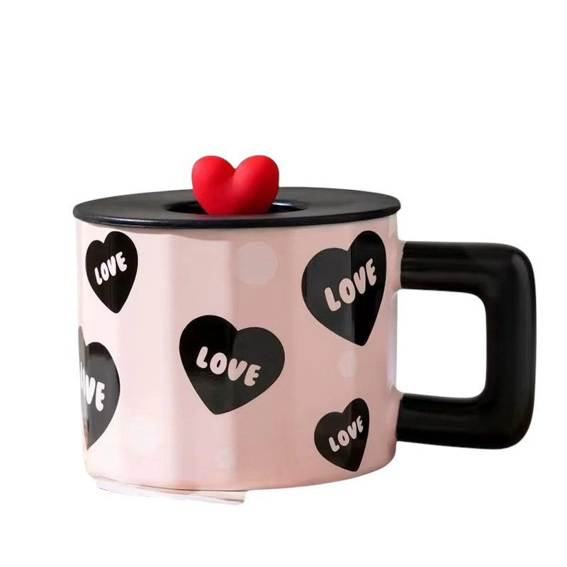 CHOPE - MUG EN VERRE AVEC COUVERCLE EN SILICONE A MOTIF LOVE -450ML-