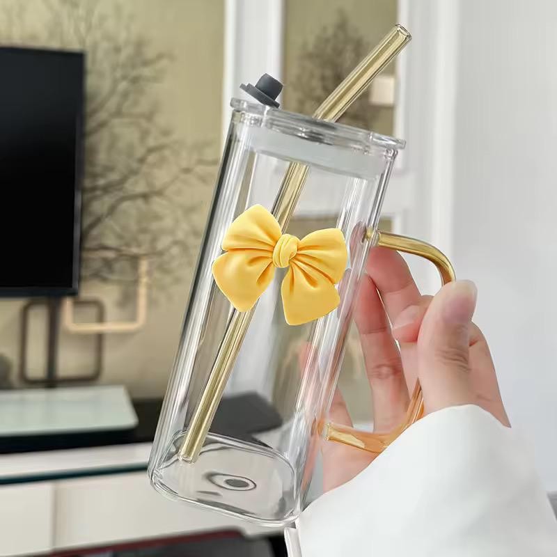 CHOPE - MUG EN VERRE AVEC COUVERCLE ET PAILLE -400ML-