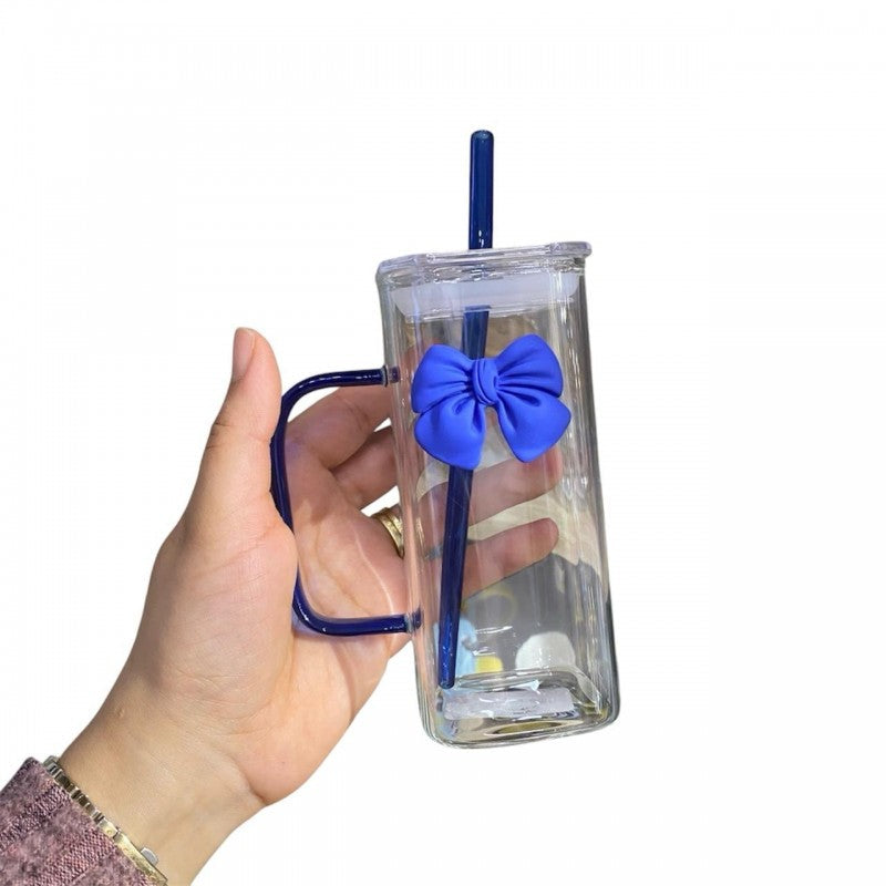 CHOPE - MUG EN VERRE AVEC COUVERCLE ET PAILLE -400ML-