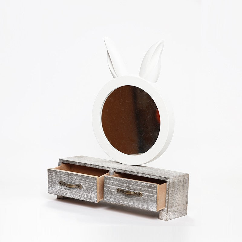 COFFRET PORTE BIJOUX EN BOIS AVEC MIROIR -30CM X 9CM X 38CM-