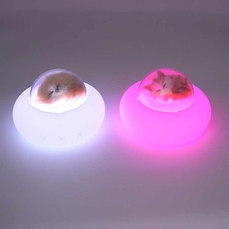 LAMPE DE BUREAU & VEILLEUSE LED ASPECT VAISSEAU AVEC INTERRUPTEUR À COULEURS CHANGEANTES MOTIF CHAT