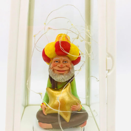 LANTERNE LED AVEC PIECE DECORATIVE EN RESINE - FANANIS-