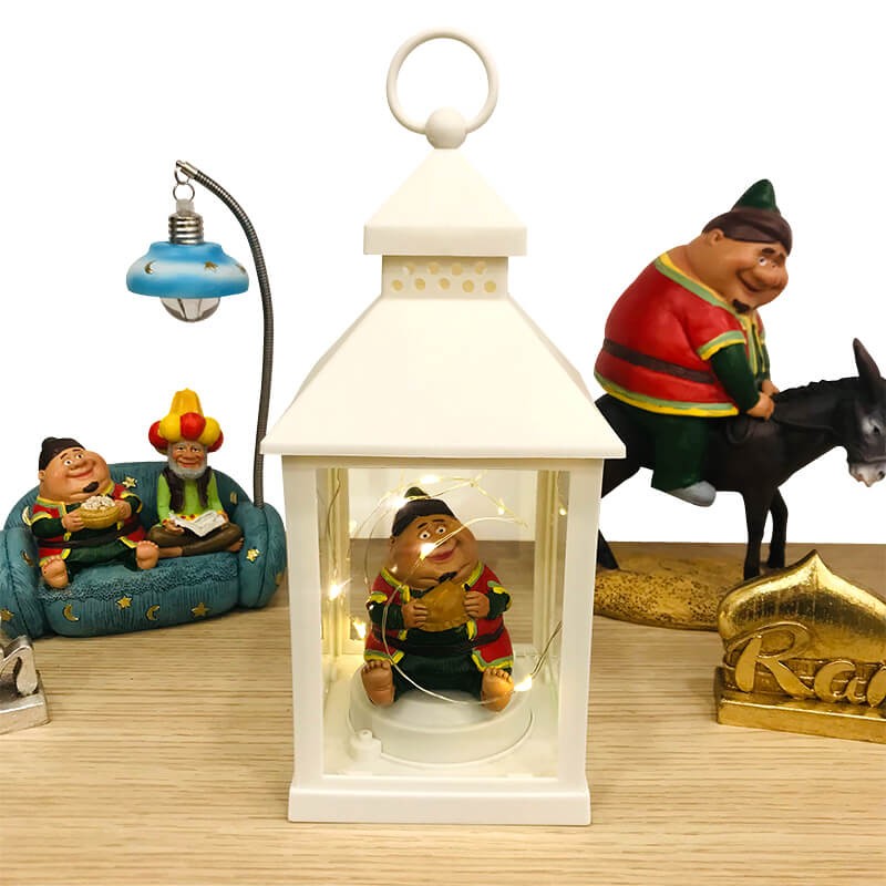 LANTERNE LED AVEC PIECE DECORATIVE EN RESINE - FANANIS-