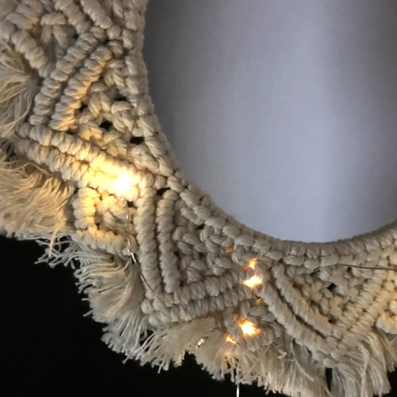 MIROIR AVEC DECORATION EN TEXTILE ROUE -32CM-