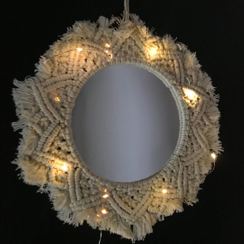 MIROIR AVEC DECORATION EN TEXTILE ROUE -32CM-