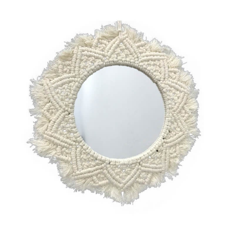MIROIR AVEC DECORATION EN TEXTILE ROUE -32CM-