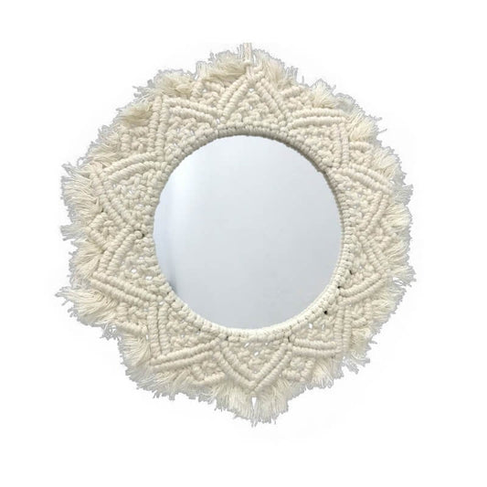 MIROIR AVEC DECORATION EN TEXTILE ROUE -32CM-