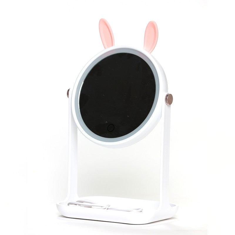 MIROIR COSMÉTIQUE EN PVC AVEC LUMIÈRE LED - ALIMENTATION CHARGE OU PILES -15CM-