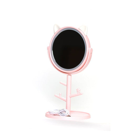 MIROIR COSMÉTIQUE EN PVC AVEC LUMIÈRE LED - CÂBLE USB CHARGE PILES - 15CM-