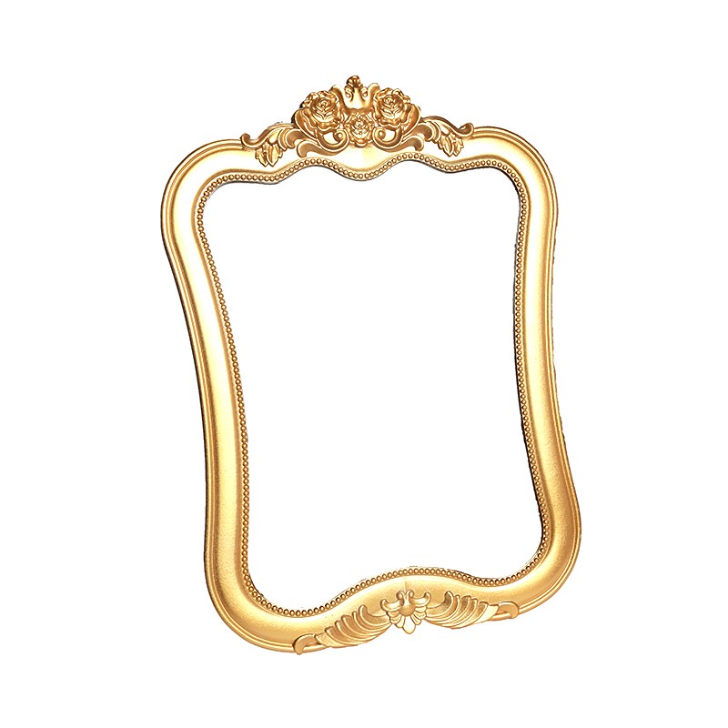 MIROIR MURALE EN BOIS ASPECT DORÉ DÉCORATION MURALE -69CM X 49CM-