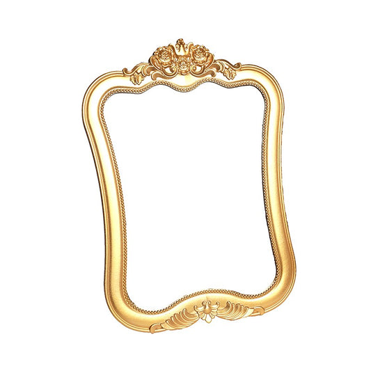 MIROIR MURALE EN BOIS ASPECT DORÉ DÉCORATION MURALE -69CM X 49CM-