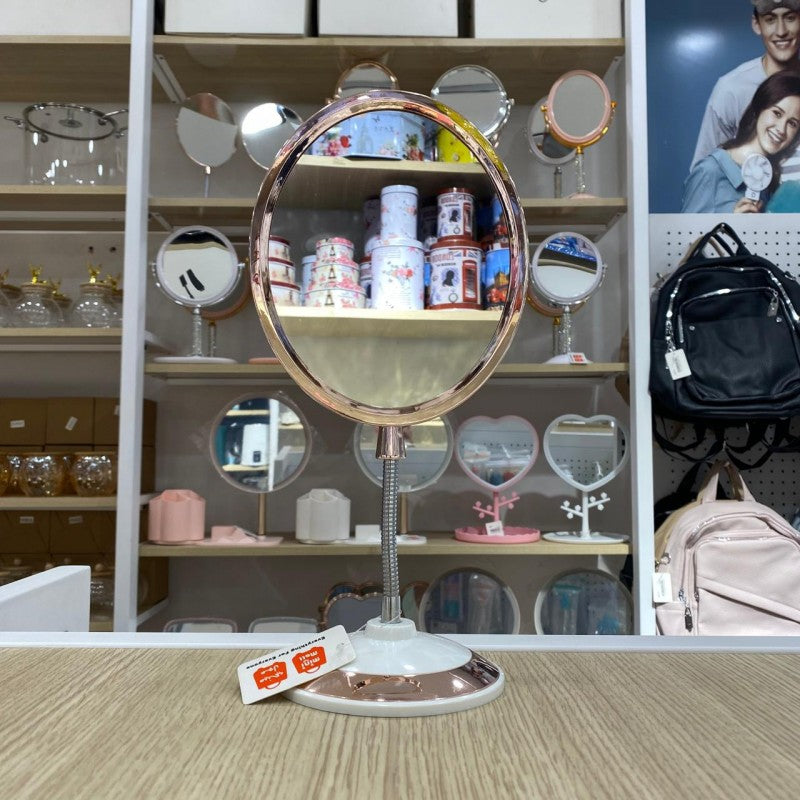 MIROIR OVALE DE TABLE DOUBLE FACE MIROIR DE BUREAU ROSE POUR LE MAQUILLAGE LÉPILLATION ET LE RASAGE