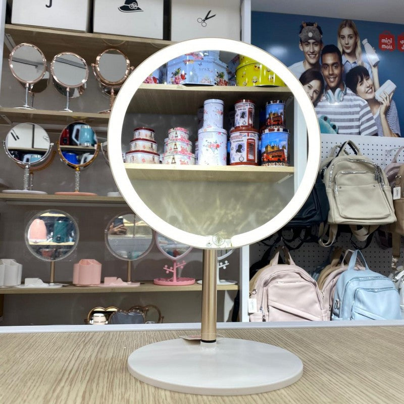 MIROIR ROND DE MAQUILLAGE LED SMART TOUCHE RÈGLABLE 3 COULEURS DE LUMIÈRE HD AVEC USB3 COULEURS