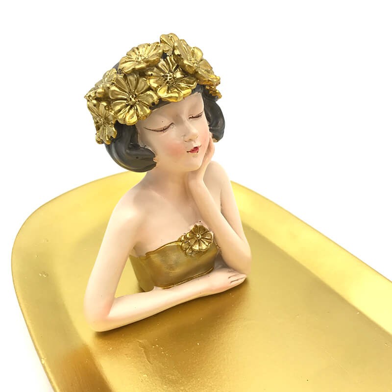 PLATEAU AVEC PIECE DECORATIVE EN RESINE GOLD