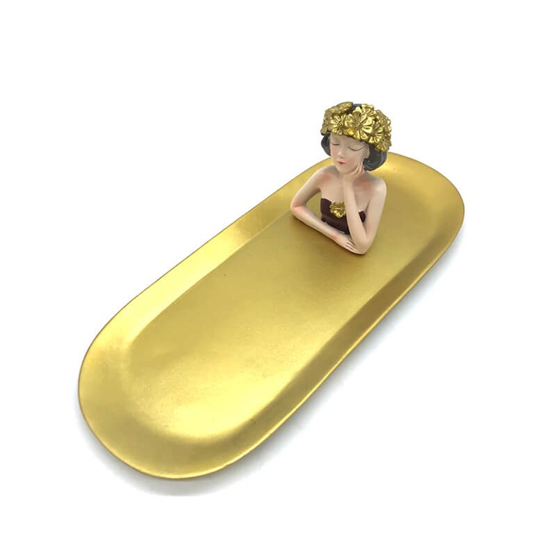 PLATEAU AVEC PIECE DECORATIVE EN RESINE ROUGE BOURDEAU