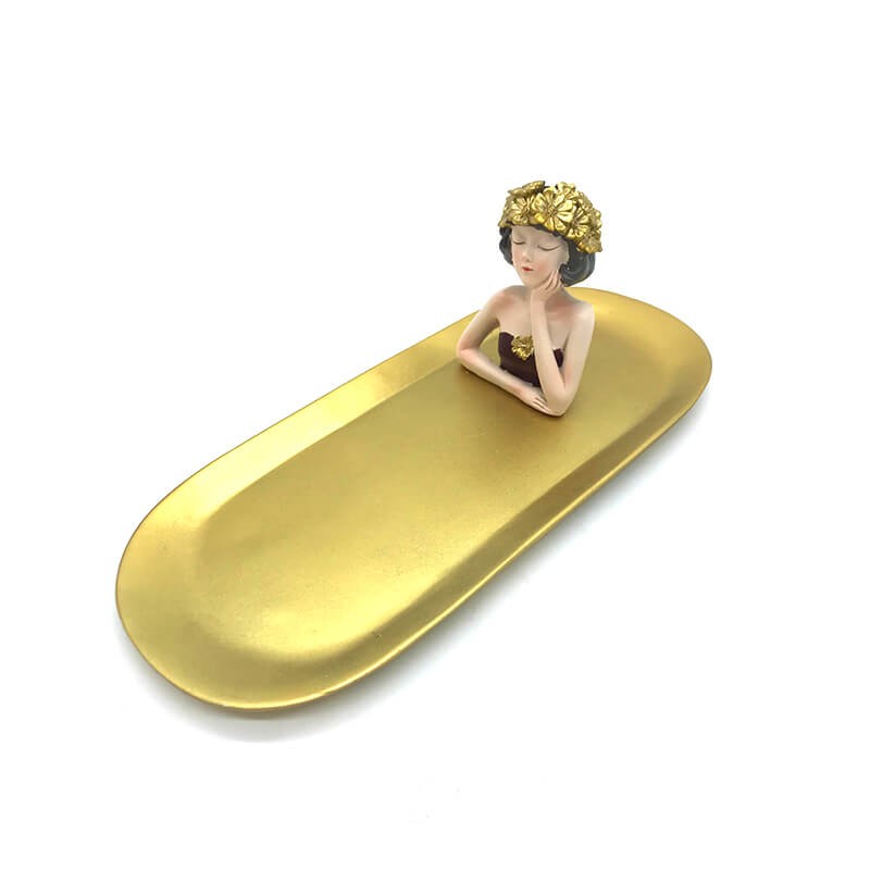 PLATEAU AVEC PIECE DECORATIVE EN RESINE ROUGE BOURDEAU