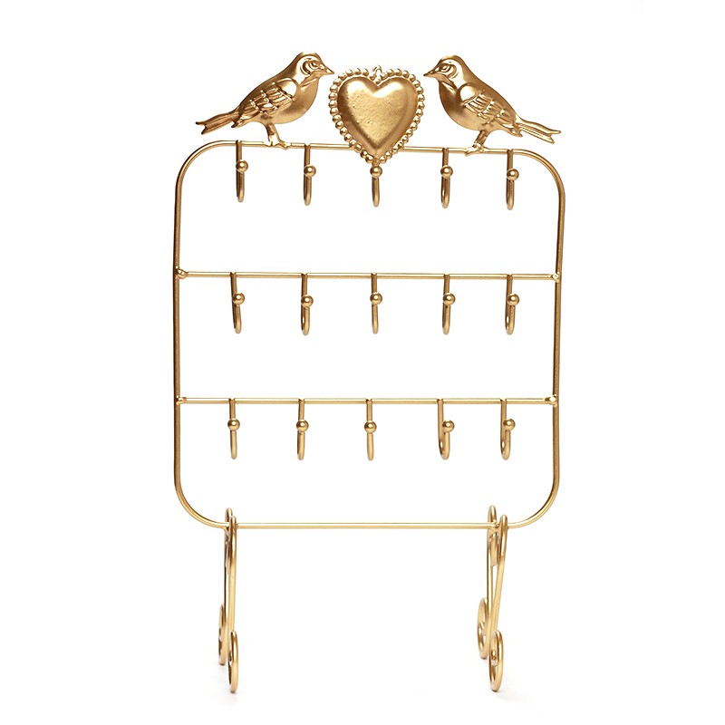 PORTE BIJOUX MÉTALLIQUE DORÉ LOVE FORME D'OISEAU -19CM X 11CM X 30CM-