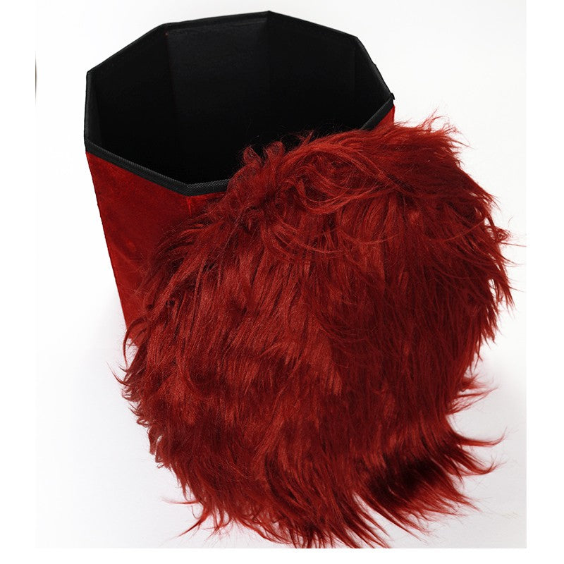 POUFFE PLIABLE DE STOCKAGE & TABOURET MDF ET FOURRURE ARTIFICIELLE -30CM X 29CM-