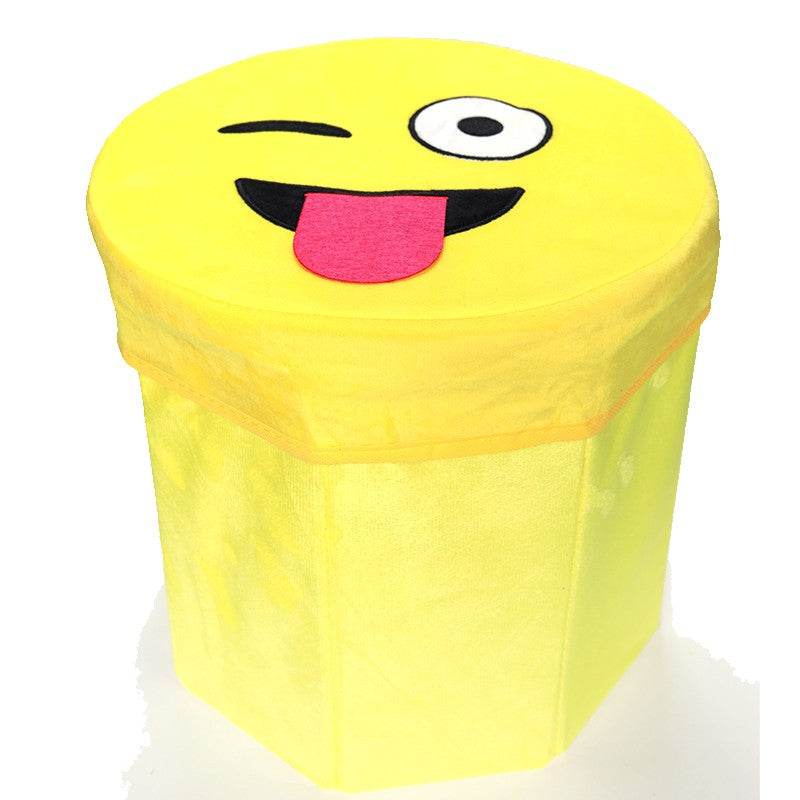 POUFFE PLIABLE DE STOCKAGE & TABOURET MDF ET TISSU ULTRA DOUX ASPECT SMILEY -30CM X 29CM-