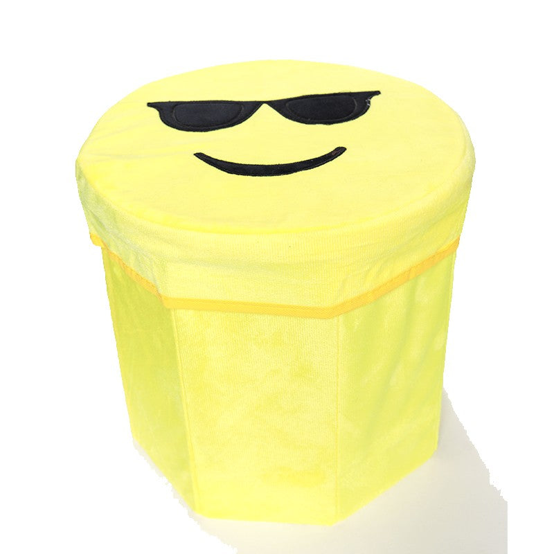 POUFFE PLIABLE DE STOCKAGE & TABOURET MDF ET TISSU ULTRA DOUX ASPECT SMILEY -30CM X 29CM-