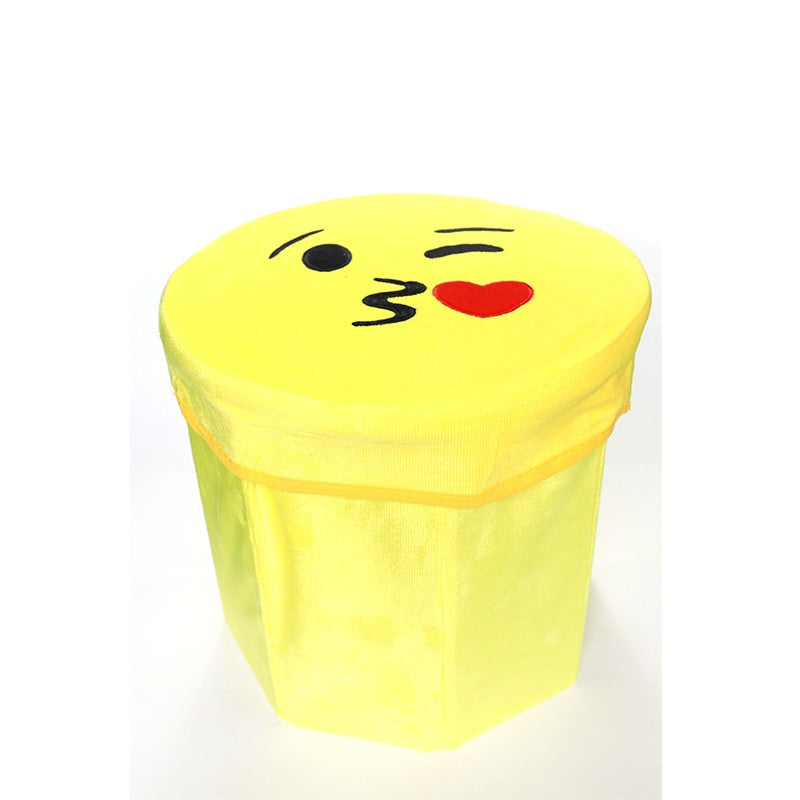 POUFFE PLIABLE DE STOCKAGE & TABOURET MDF ET TISSU ULTRA DOUX ASPECT SMILEY -30CM X 29CM-