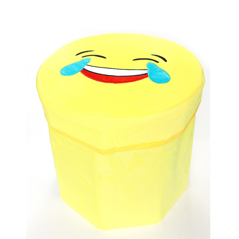 POUFFE PLIABLE DE STOCKAGE & TABOURET MDF ET TISSU ULTRA DOUX ASPECT SMILEY -30CM X 29CM-
