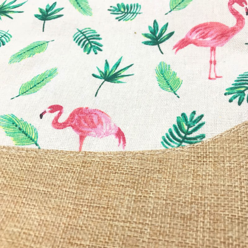 SAC DE PLAGE IMPRIMÉ FEUILLE VERT ET FLAMINGO