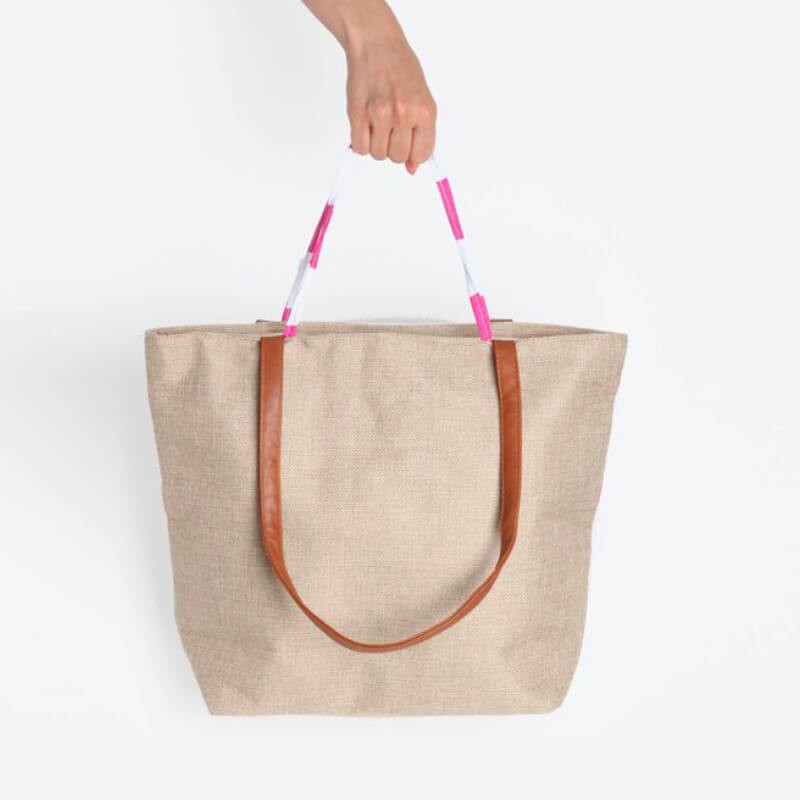 SAC DE PLAGE IMPRIMÉ FEUILLE VERT