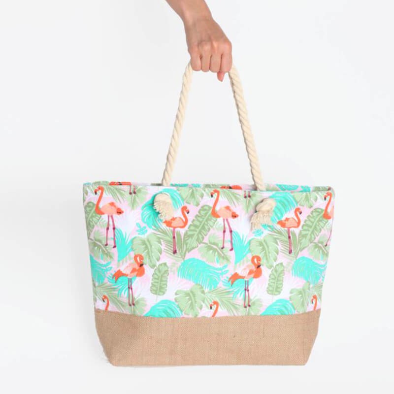 SAC DE PLAGE IMPRIMÉ FLAMINGO