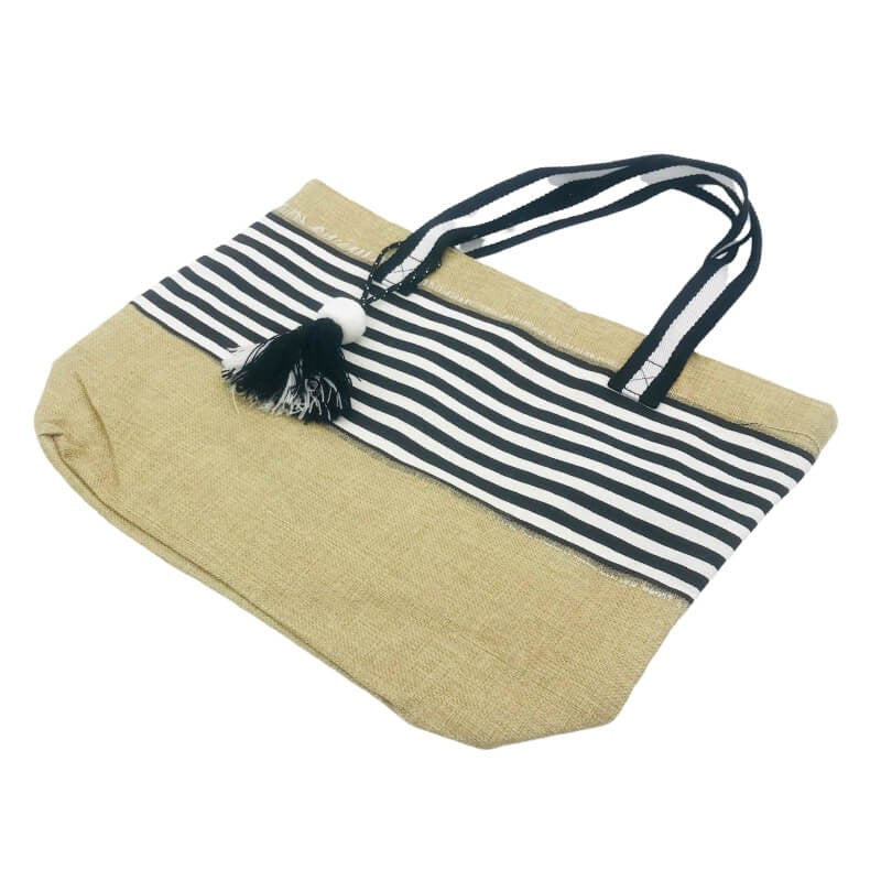 SAC DE PLAGE RAYÉ NOIR