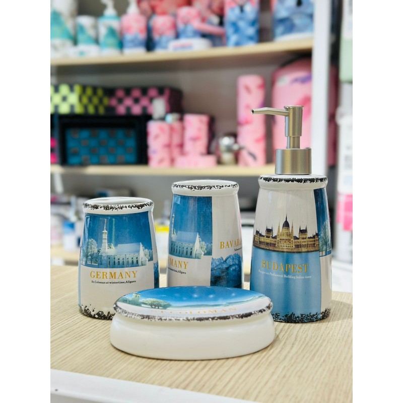 SET ACCESSOIRES DE SALLE DE BAIN 4 PIECES EN CERAMIQUE