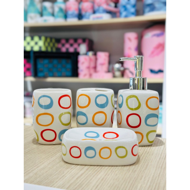SET ACCESSOIRES DE SALLE DE BAIN 4 PIECES EN CERAMIQUE