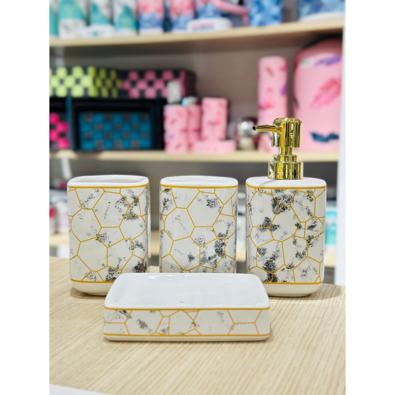 SET ACCESSOIRES DE SALLE DE BAIN 4 PIECES EN CERAMIQUE