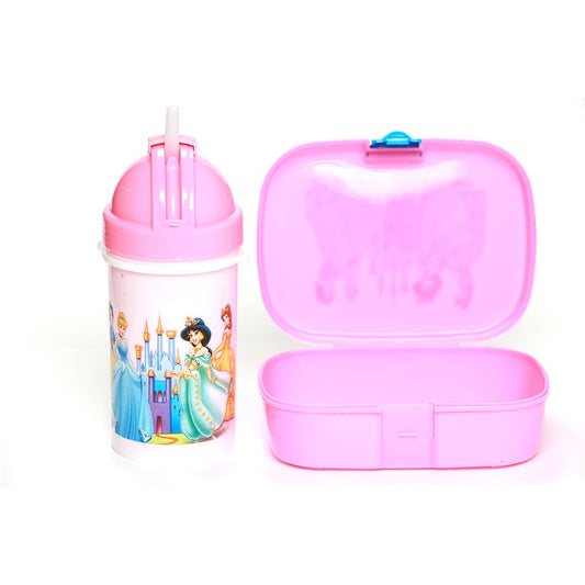 SET BOITE & BOUTEILLE ALIMENTAIRES EN PVC ASPECT DISNEY PRINCESSE -375ML-