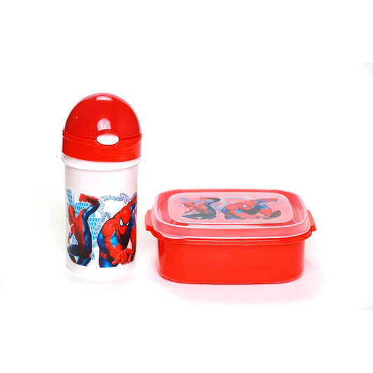 SET BOITE & BOUTEILLE ALIMENTAIRES EN PVC ASPECT SPIDER MAN -375ML-