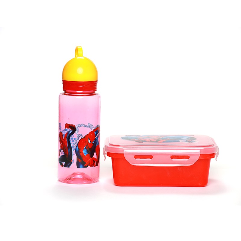 SET BOITE & BOUTEILLE ALIMENTAIRES EN PVC ASPECT SPIDER MAN -500ML-