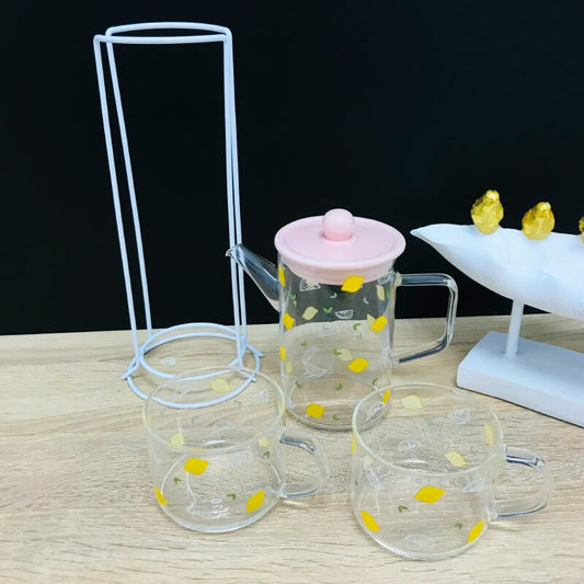 SET DE EN VERRE 1 PICHET ET DEUX VERRES -CITRON-