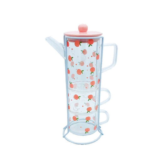 SET DE EN VERRE 1 PICHET ET DEUX VERRES -POMME-