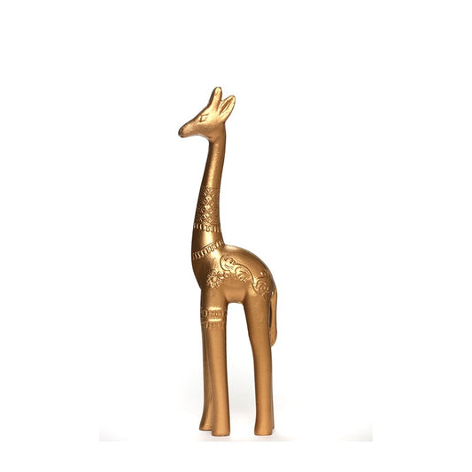 STATUE GIRAFE EN BOIS DORÉ - DÉCORATION BUREAU -10CM X 7CM X 39CM-